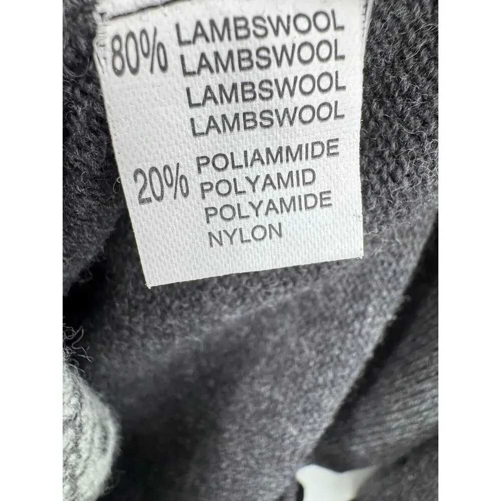 HOM sweater XL lambswool crew pullover equestrian horse chariot Italy gray white